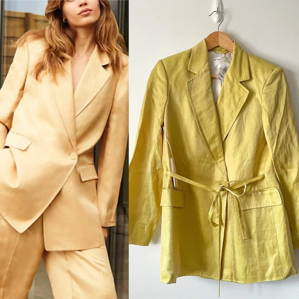 Aritzia Wilfred Le Fou Tango Single Button Blazer NWT Lime Splash Size XXS